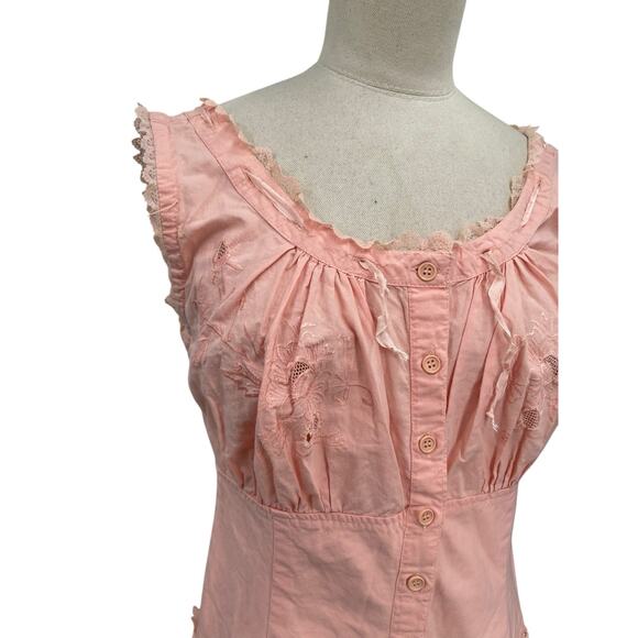 Vintage Star Of India Jumpsuit Embroidered Floral Lace Peachy Pink Size Small - Picture 4 of 16